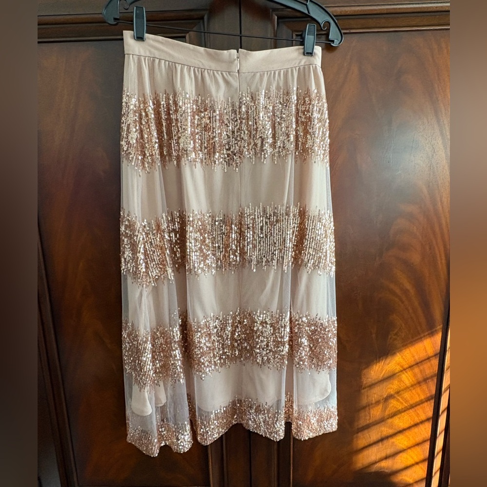 Anthropologie Eva Franco Pink Sequined Midi skirt